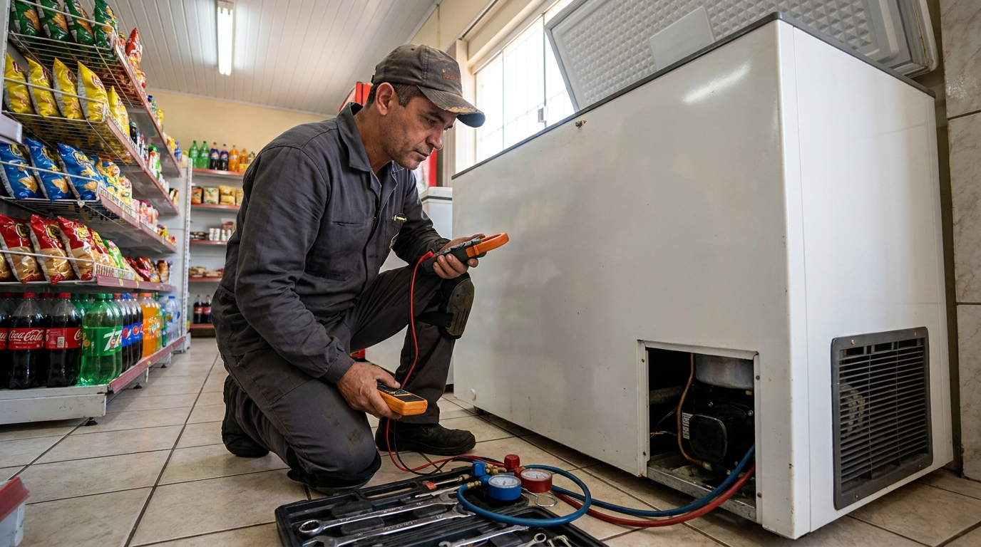 Reparo na placa eletrônica do freezer em Franca‑SP